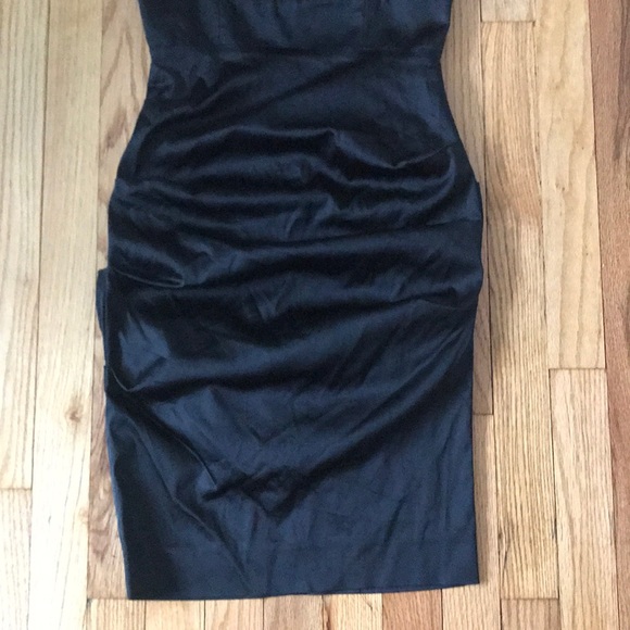 Satin LBD Vintage y2k whimsygoth Shift Sheath Draped heart bodice ruched party - Picture 6 of 7